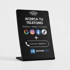 expositor nfc reseñas contacto redes sociales moore nfc captar clientes guardar contacto negocio