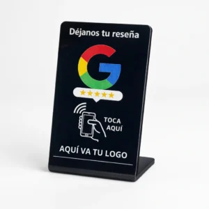 expositor nfc personalizado reseñas google con logotipo negocio captar opiniones clientes
