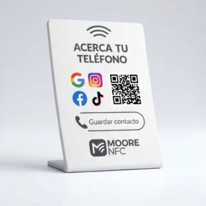 expositor nfc personalizado moore nfc captar clientes reseñas contacto redes sociales