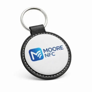 llavero nfc cuero moore nfc elegante compartir contacto digital profesional
