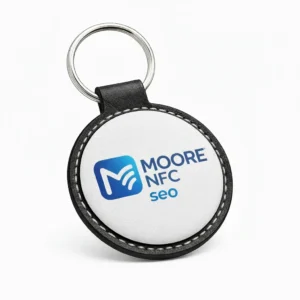 llavero nfc cuero moore nfc elegante compartir contacto digital profesional